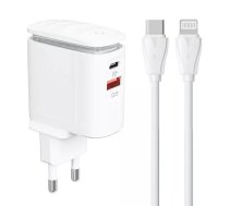 Sienas lādētājs LDNIO A2423C USB, USB-C + USB-C - Lightning kabelis