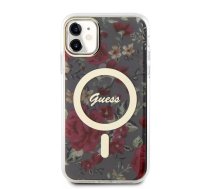 Guess PC|TPU Flowers IML MagSafe saderīgs korpuss priekš iPhone 11 Kaki