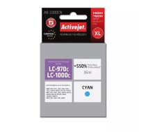 Tintes kasete ActiveJet AB-1000CN priekš Brother LC1000C/LC970C, cianā, 36 ml, liels (XL) tilpums