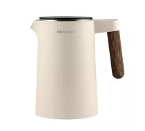 Elektriskais tējkanna Concept RK3304 1,5 L, 2200 W, regulējama 45–100°C, uztur siltumu, bezvadu, vaniļas krāsā ar koka rokturi