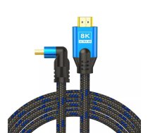 Savio HDMI (M) v2.1 cable angled 8K HDR Dynamic OFC copper 5m CL-175 HDMI kabelis 3 m HDMI Type A (Standard) Melns