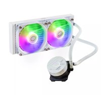 Šķidruma dzesēšanas komplekts Cooler Master MasterLiquid 240L Core ARGB White — 240 mm radiators, 120 mm ventilatori, atbalsts LGA1700/AM5/AM4 u.c.