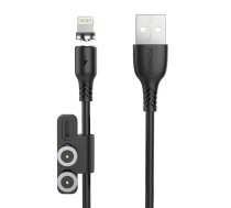 FONENG USB uz USB‑C/Lightning/Micro USB 3‑in‑1 kabelis X62 1 m 2.4 A melns