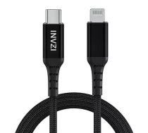 INVZI USB-C Lightning kabelis, MFi, 2 m (melns)