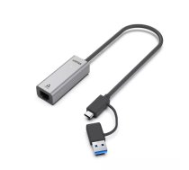 UNITEK U1313C dokstacija Vadu USB 3.2 Gen 1 (3.1 Gen 1) Type-A + Type-C Pelēks