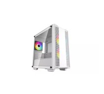 Datora korpuss DeepCool CC360 WH ARGB Mini Tower balts — Micro‑ATX/Mini‑ITX, rūdīts stikls, 2x 3.5" + 3x 2.5", 2x priekšējie 120 mm