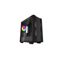 Datora korpuss DeepCool CC360 ARGB Mini Tower Black — microATX/Mini‑ITX, rūdīts stikls, atbalsts 3x120/2x140 ventilatori, 32 cm GPU, 165 mm CPU dzesētājs