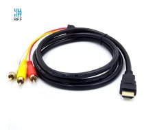 Riff HDMI A Male-3 RCA audio un video kabelis 1m melns