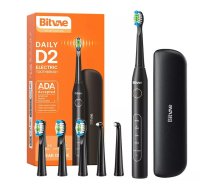 Sonic zobu birste Bitvae D2 Black ar uzgaļu komplektu un ceļojumu somu