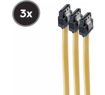shiverpeaks ®-BASIC-S--SATA savienojuma kabelis 6 Gb/s ar metāla skavu (fiksators), PU 3, dzeltens 0.5 (BS78246-0.5Y-3)