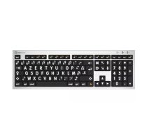 Logickeyboard ALBA tastatūra USB AZERTY Franču Melns, Sudrabs