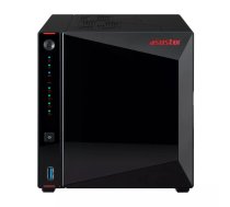 NAS Asustor AS5404T Intel Celeron N5105 4GB DDR4, 0TB, 2xRJ-45, HDMI 2.0b, 3xUSB 3.2 Gen2, 4 ligzdas (atbalsta 16 diskus), ADM 4.1, melns