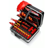 Mehāniķa instrumentu komplekts Knipex 00 21 05 EV — 34 instrumenti, atvērto uzgriežņu atslēgas 10/11/12/13 mm, elektriķa knaibles, smalkas knaibles un ūdenssūkņa knaibles