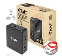 CLUB3D Starptautiskais ceļojumu lādētājs 140W GaN tehnoloģija Četri porti USB Type-A un -C