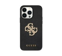 Guess GUHCP15SPSP4LGK iPhone 15 6.1" melns | melns cietais futrālis Ādas perforēts 4G spīdīgs logotips