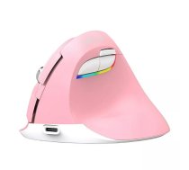Bezvadu vertikālā pele Delux M618Mini DB BT+2.4G 2400DPI rozā