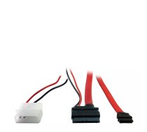 Inter-Tech 0.15m Slim SATA 7+6p/2p+SATA 7p SATA kabelis 0,15 m SATA 13-pin SATA 7-pin Melns, Sarkans, Balts