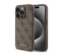 Guess GUHCP15LG4GFBR iPhone 15 Pro 6.1" brązowy|brown hard case 4G Metal Gold Logo