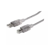 Manhattan 333405 USB kabelis USB 2.0 1,8 m USB A USB B Sudrabs