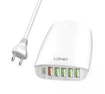 Sienas lādētājs LDNIO A6573C EU 5USB, USB-C 65W + barošanas vads