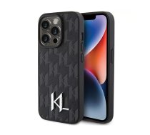 Karl Lagerfeld KLHCP15XPKLPKLK iPhone 15 Pro Max 6.7" melns | melns cietais futrālis Ādas monogramma, karsts spiedogs, metāla logo