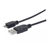 Manhattan 307178 USB kabelis USB 2.0 1,8 m USB A Micro-USB B Melns