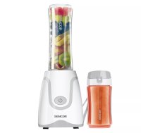 Smoothie maker SENCOR SBL2210WH — personālais blenderis ar 0,6 L un 0,3 L Tritan pudelēm, pulsa funkcija, nerūsējošā tērauda titāna pārklājuma asmeņi