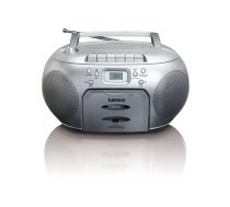 Pārnēsājams radio/CD/kasetņas atskaņotājs Lenco SCD-420, 13 W, sudraba, augšējā CD ielāde, FM