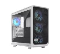 Datora korpuss Fractal Design Meshify 2 RGB White — atbalsts ATX/EATX/Mini-ITX, rūdīts stikls, 3x140mm priekšā + 1x140mm aizmugurē