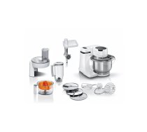 Virtuves kombains Bosch MUMS2EW40 — 700 W, bļoda 3.8 L no nerūsējošā tērauda, 4 ātrumi, balts