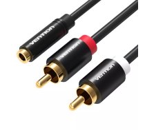 3,5 mm sieviešu uz 2x RCA vīriešu audio kabelis 2 m Vention VAB-R01-B200 Black