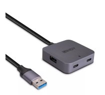 Lindy 43389 interfeisa centrmezgls USB 3.2 Gen 1 (3.1 Gen 1) Type-A 5000 Mbit/s Melns, Pelēks