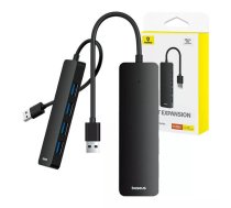 4v1 centrmezgls Baseus UltraJoy Lite USB-A uz USB 3.0 15 cm (melns)