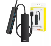 4v1 centrmezgls Baseus UltraJoy Lite USB-A uz USB 3.0 50cm (melns)