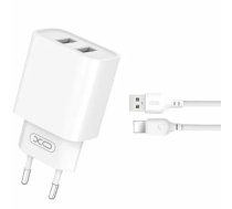 USB lādētājs XO CE02C 2xUSB 2.1A ar Lightning kabeli 1 m