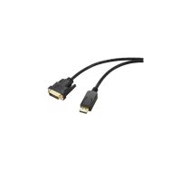 Renkforce DisplayPort / DVI adaptera kabelis DisplayPort vīrietis, DVI-D 24+1pin vīrietis kontaktdakša 1,80 m melns RF-5771518 DVI kabelis ar PVC apvalku (RF-5771518)
