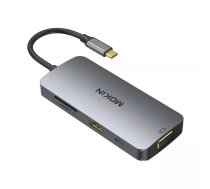 MOKiN 8in1 USB-C adapteris ar 3x USB 3.0 + HDMI + USB-C + VGA + SD karšu lasītājs + Micro SD karšu lasītājs (sudraba)