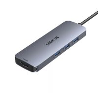 MOKiN Adapter Hub 8in1 USB-C uz 2x 4K 60Hz HDMI + USB-C + USB 3.0 + SD + Micro SD (sudraba krāsā)