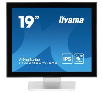 iiyama ProLite T1932MSC-W1SAG monitori 48,3 cm (19") 1280 x 1024 pikseļi Full HD LED Skārienjūtīgais ekrāns Galda virsma Balts