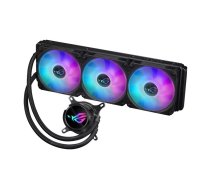 Šķidruma dzesēšanas komplekts ASUS ROG Strix LC III 360 ARGB — 360 mm radiators, 3×120 mm ARGB ventilatori, LCD ekrāns, 40 cm caurules, vara pamatne