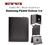 Etui Eko ādas maks ar rotējošu statīva mehānismu priekš Samsung P3200 Galaxy 7.0 Melns