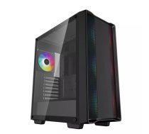 Datora korpuss DeepCool CC560 ARGB V2 Midi Tower melns — ATX/Micro‑ATX/Mini‑ITX, rūdīts stikls, aRGB, atbalsta GPU līdz 370 mm