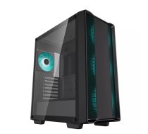 Datora korpuss DeepCool CC560 V2 Midi Tower melns — ATX/microATX, rūdīts stikls, RGB priekšā, priekšējais radiators 360 mm, GPU 370 mm
