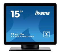 iiyama ProLite T1521MSC-B2 monitori 38,1 cm (15") 1024 x 768 pikseļi XGA LED Skārienjūtīgais ekrāns Galda virsma Melns