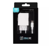 Sienas lādētājs Obal:Me 10W1UWH-C 10W USB-A ar 1 m USB-A–USB-C kabeli, balts