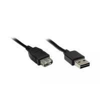 Alcasa USB A - USB A 5m M/F USB kabelis USB 2.0 Melns