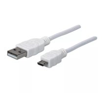 Manhattan 323987 USB kabelis USB 2.0 1 m USB A Micro-USB B Balts