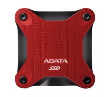 Ārējais SSD ADATA SD620 2 TB, USB 3.2 Gen 2, 520 MB/s lasīšana, 460 MB/s rakstīšana, triecienizturīgs, silikona korpuss (sarkans)