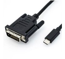 ROLINE 11.04.5830 video kabeļu aksesuārs 1 m USB Veids-C DVI Melns