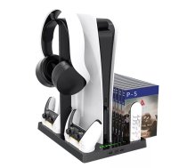 GameBox M1 Multi Dock statīvs Play Station 5 kontrolieriem austiņu tālvadības pults ar dzesēšanas ventilatoru melns